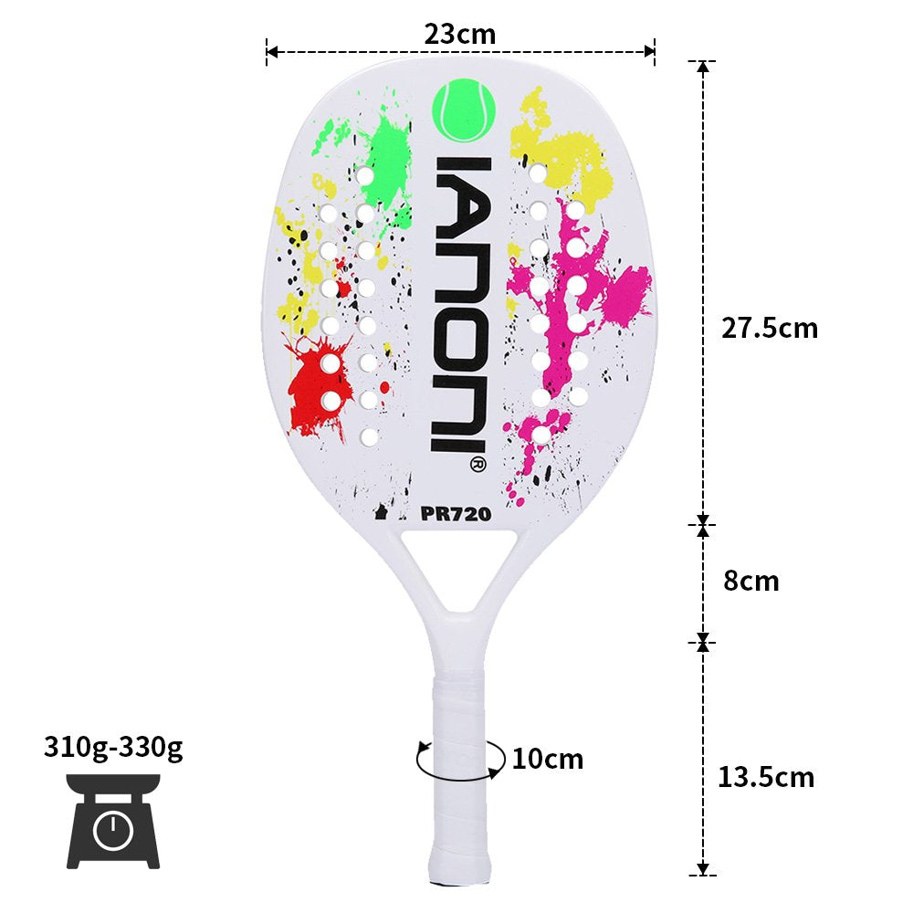 ianoni - Pala de tenis para playa (fibra de carbono, espuma viscoelástica EVA, núcleo de playa, raqueta de tenis), PR720