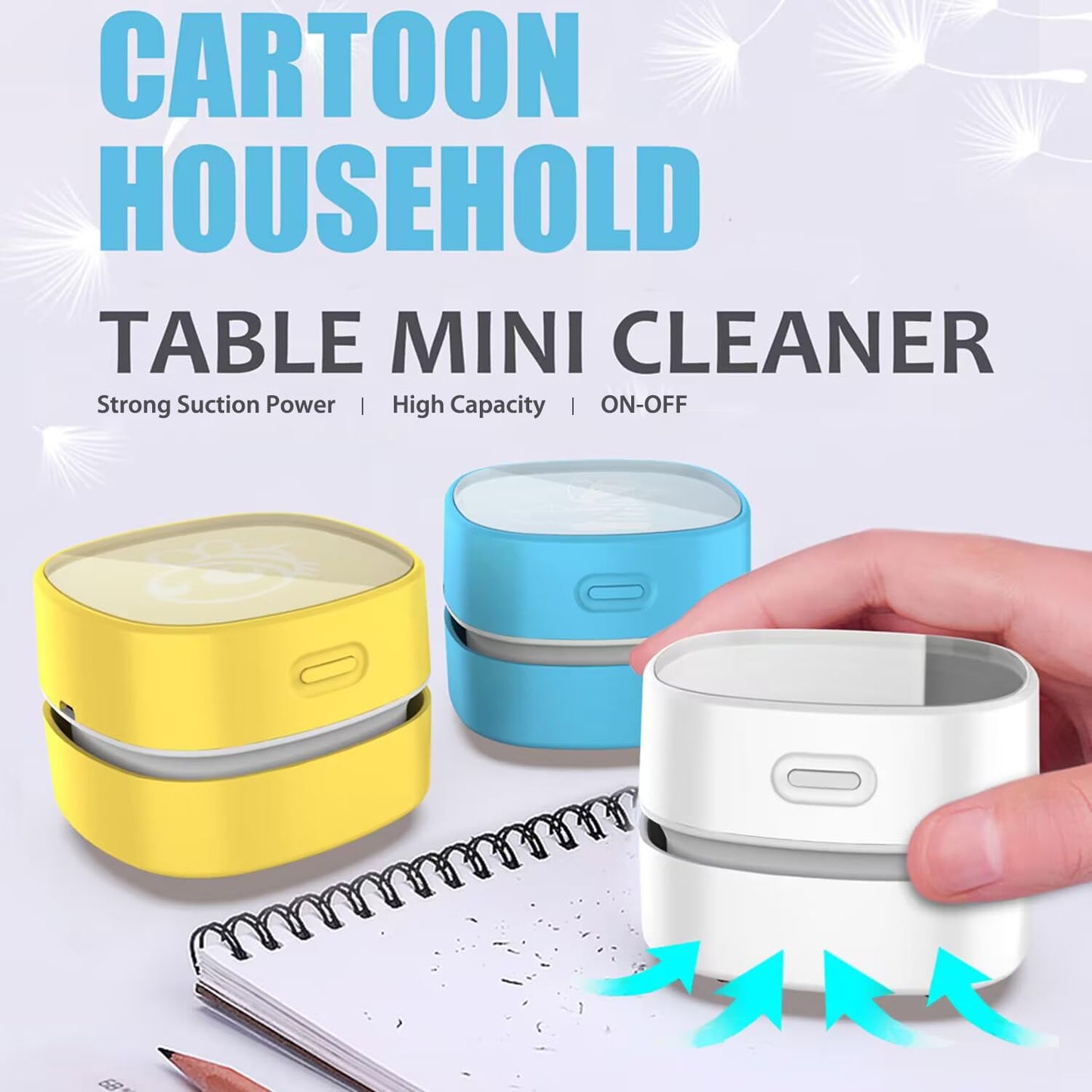 ODISTAR - Aspiradora de computadora, mini barredora de polvo de mesa, ahorro de energía, alta resistencia hasta 90 minutos, diseño giratorio sin cable y 360º para teclado, hogar, escuela, oficina