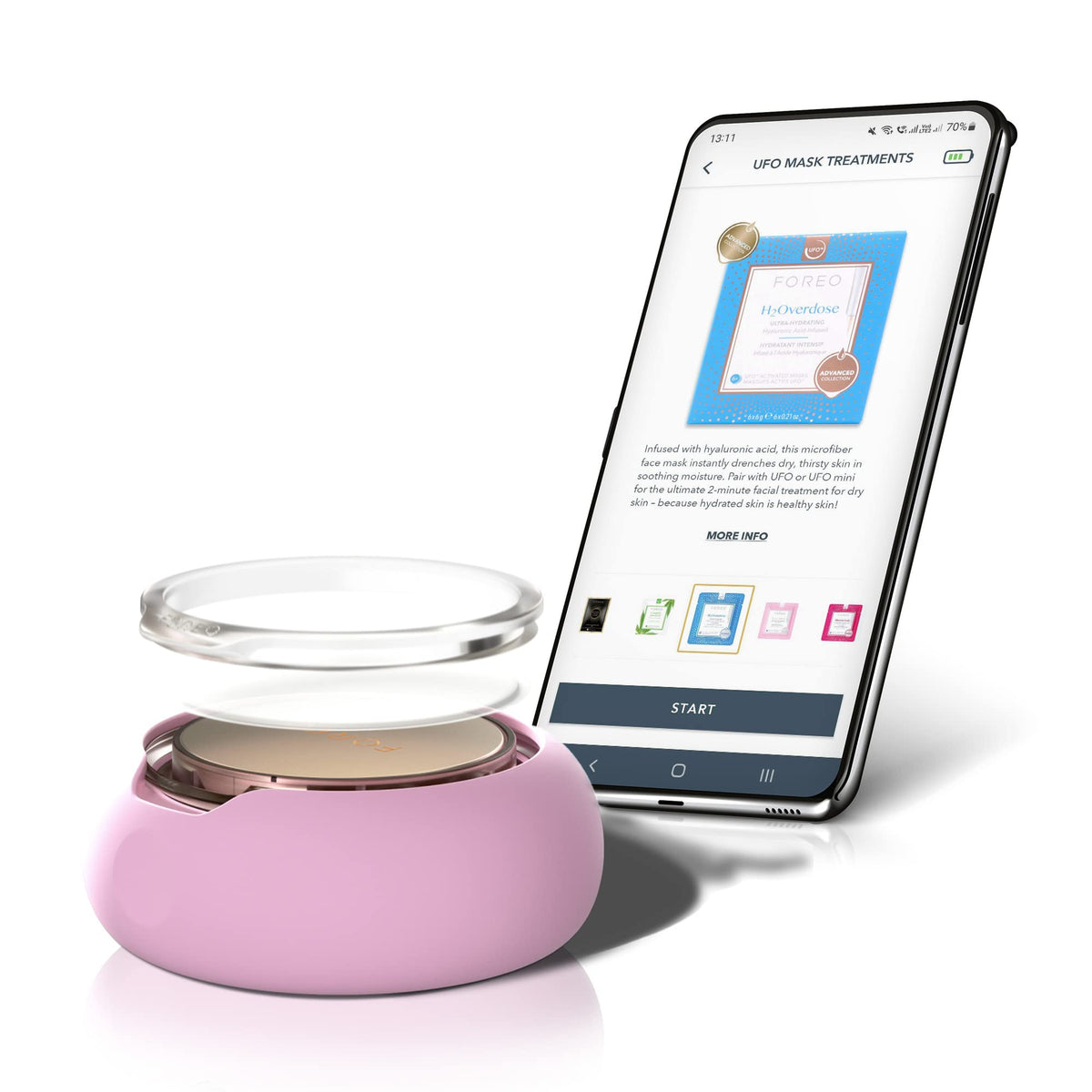 Foreo Máscara Facial H2Overdose Advanced Collection 2.0 UFO-Activated Hidratante con Ácido Hialurónico y Vitamina E para Todo Tipo de Piel Seca y Escamosa 6 U por Paq