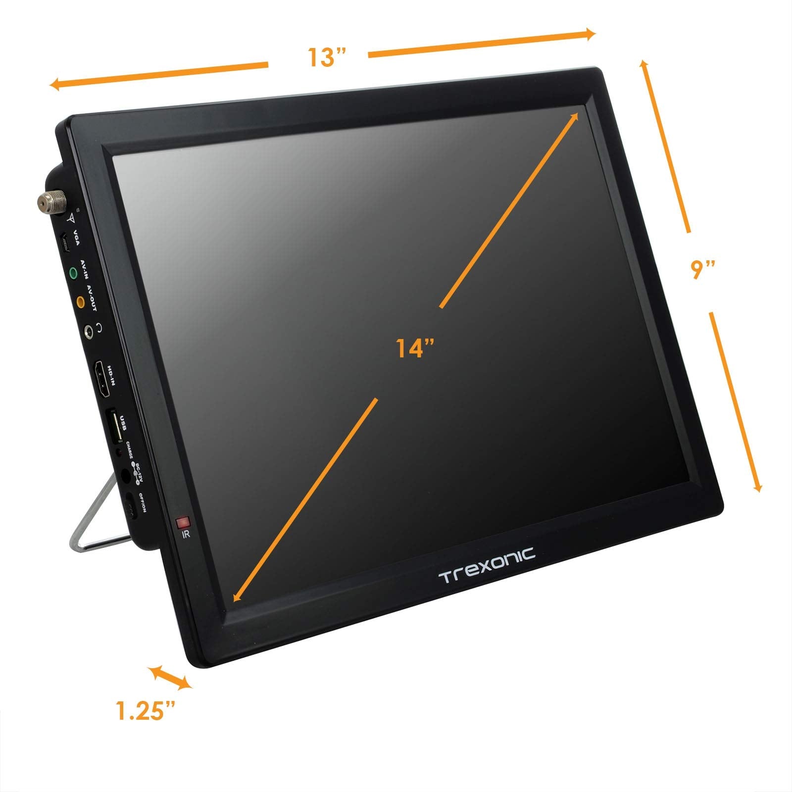 Televisor LED Portátil Trexonic 14 Pulgadas Recargable con HDMI y Sintonizador Digital Integrado