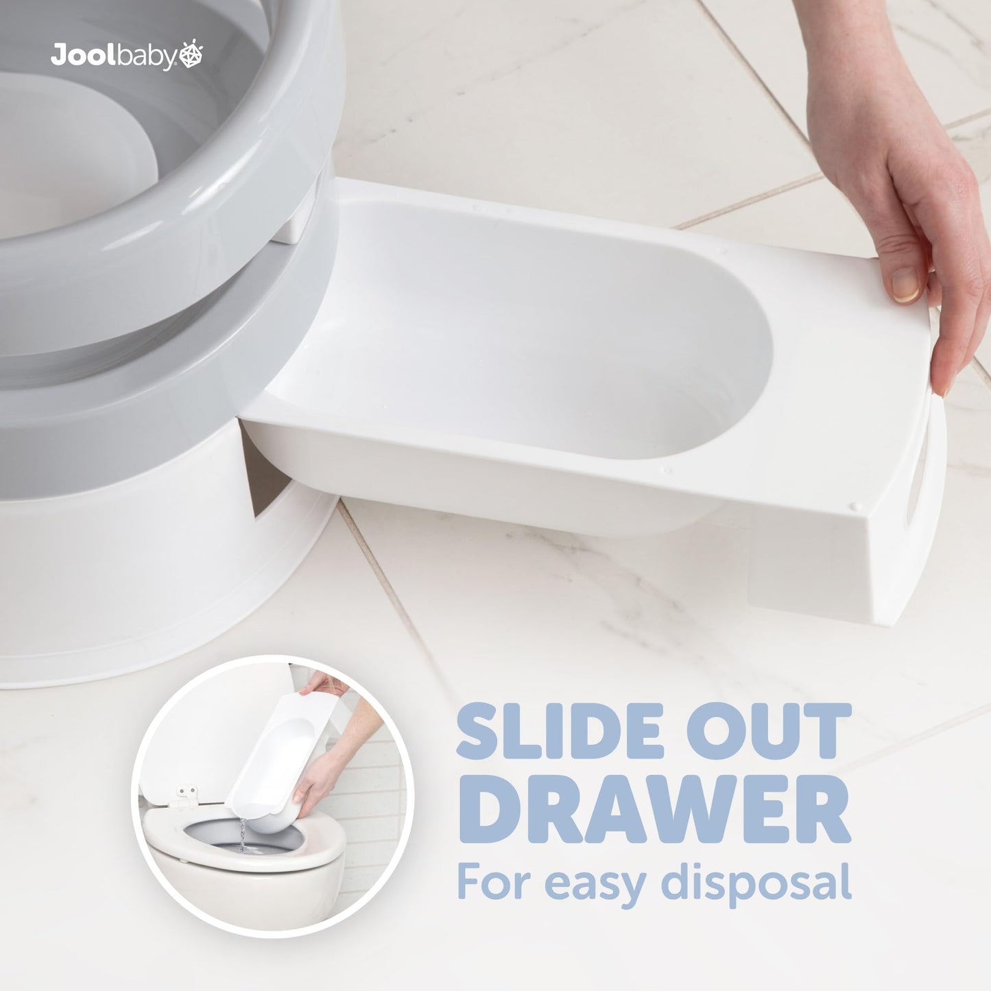 Jool - Silla de baño para bebé para entrenamiento de inodoro, protector contra salpicaduras y soporte de espalda (gris)
