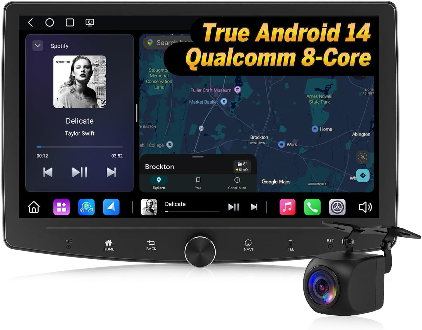 Eonon 6GB+64GB Estéreo de Coche Doble DIN, Receptor de Audio para Coche 10.1 Pulgadas Carplay Inalámbrico Android Auto, Navegación Android 13 con Pantalla Táctil, Bluetooth, Cámara de Respaldo, 4G LTE
