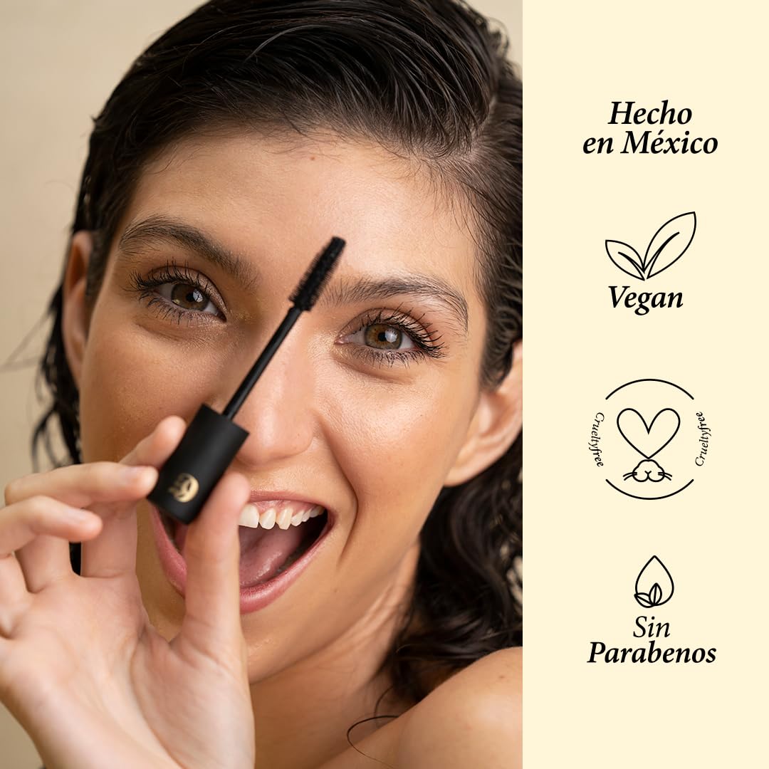 EVIE | Rimel Lash Smoothie: Mascara de Pestañas Waterproof | Maquillaje de Alta Calidad | Fórmula Nutritiva y Vegana | Color Negro | Define, Separa y Alarga Sin Grumos