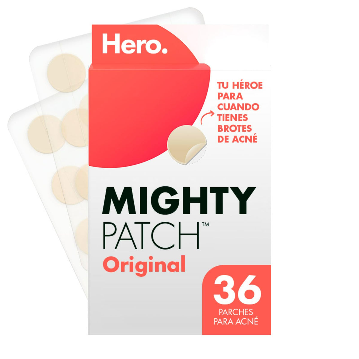 Hero Parches para Acné Mighty Patch Original, Caja con 36 Piezas para Uso de Noche. Absorben las Impurezas en 6 a 8 Horas. Fáciles de Usar y No Contienen Medicamento. Probados Dermatológicamente