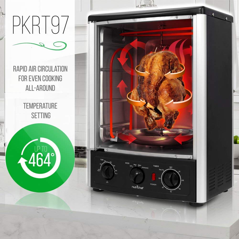 Horno Vertical Nutrichef Negro con Asador Ajustable para Encimera