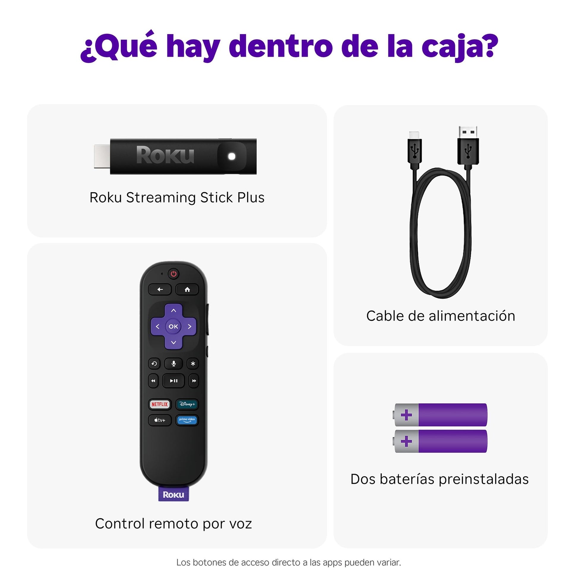 Dispositivo de Streaming 4K HDR Roku Streaming Stick Plus 2025 Negro con Control por Voz para TV