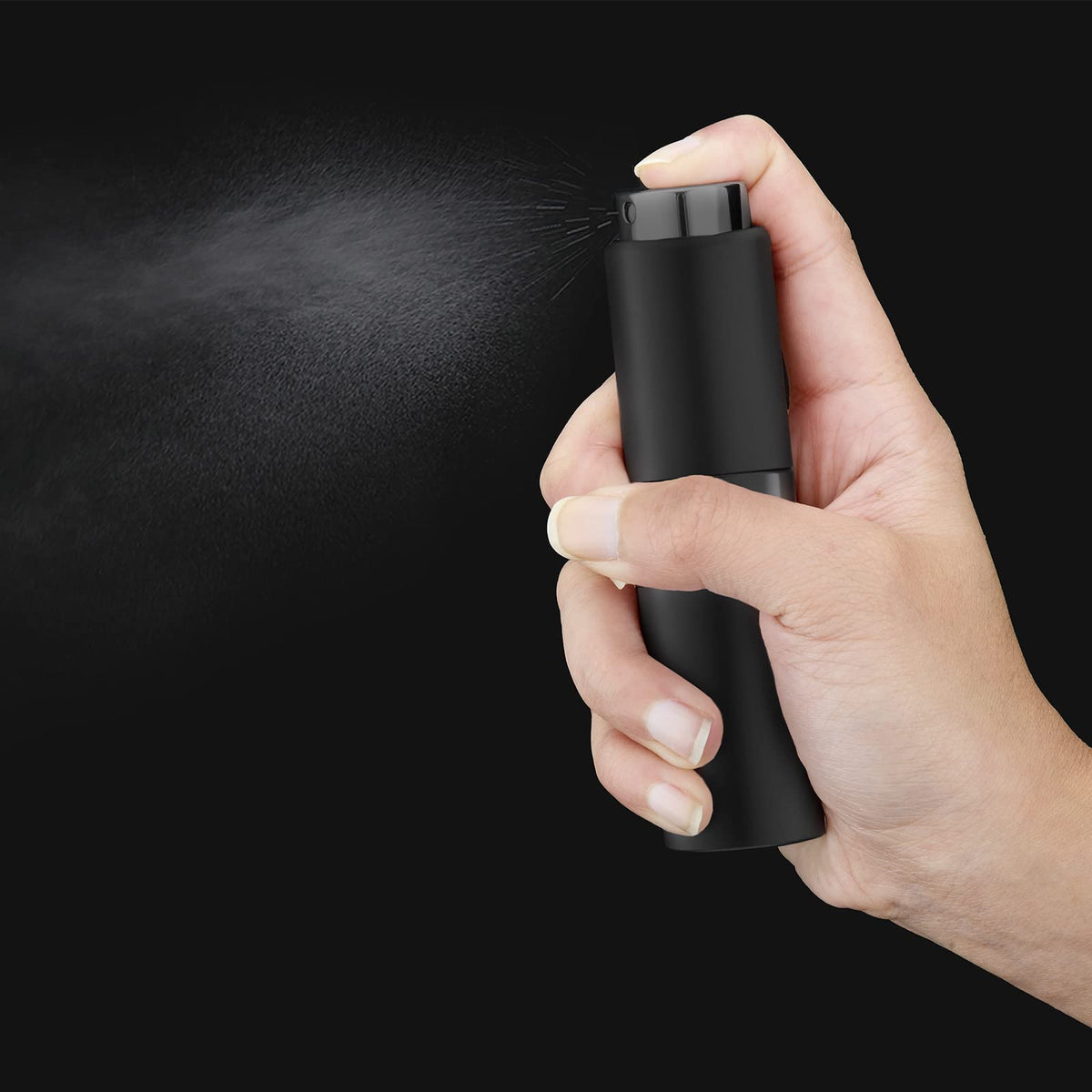 owlyee atomizador de perfume de 20 ml, botella de aerosol de colonia de viaje, mini dispensador vacío (negro, 4 piezas)