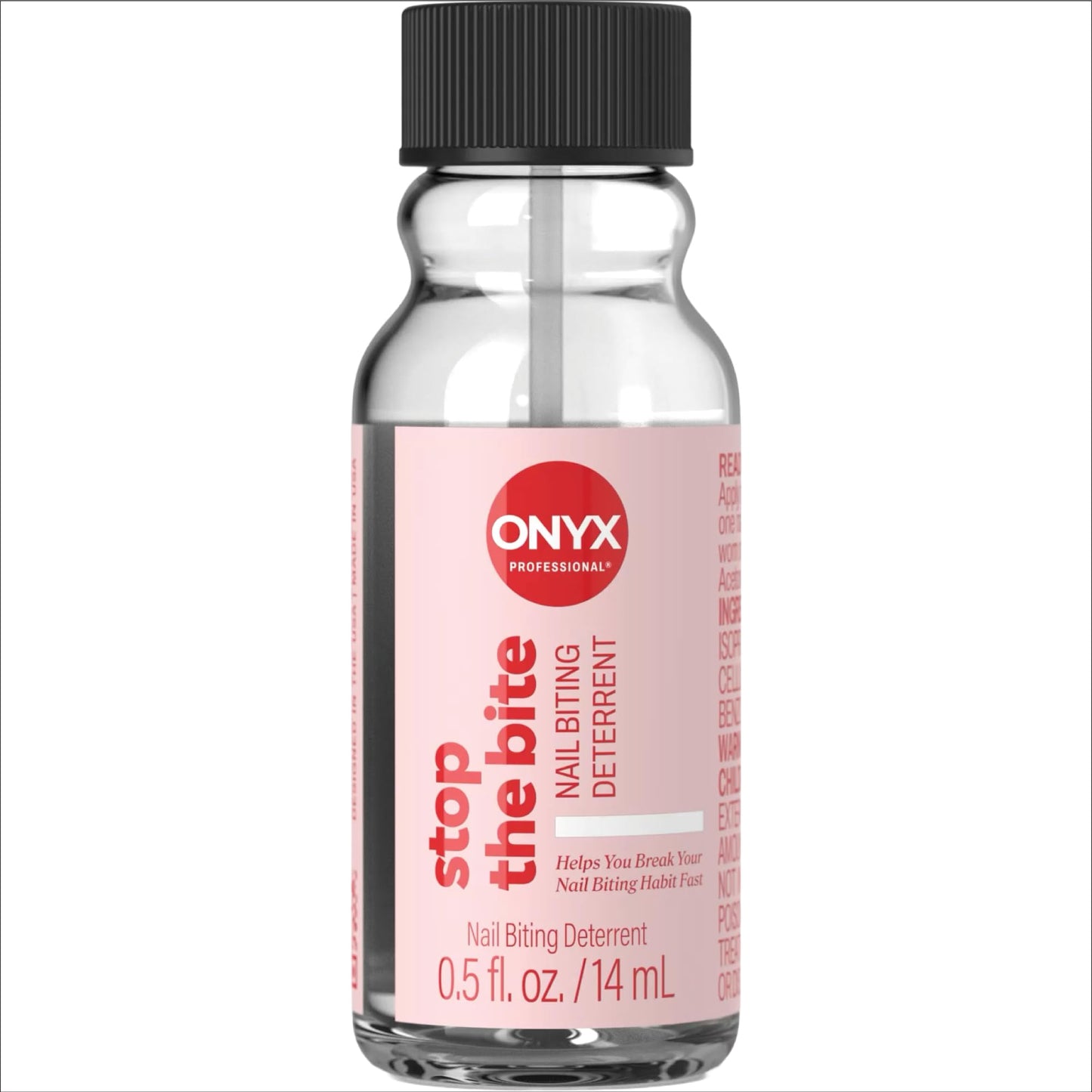 Onyx Professional "Stop The Bite" Nail Biting & Thumb Sucking Deterrent Polish 0.5 fl oz - Helps Nails Grow & Can Be Used As Top or Base Coat