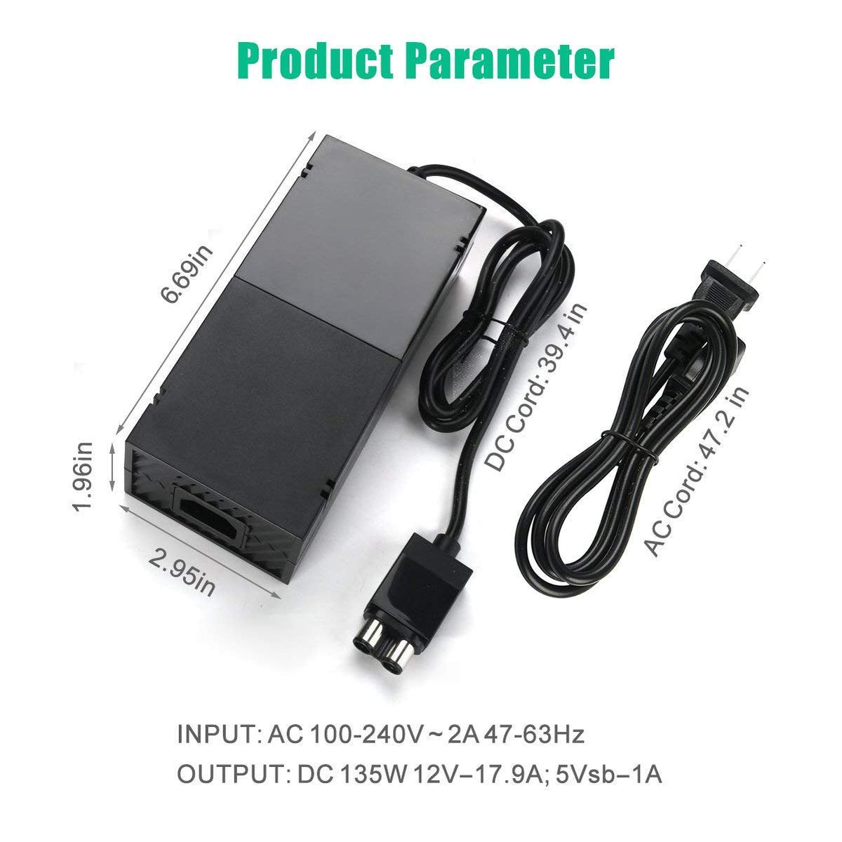 Fuente de Alimentación SUMLINK Negro con Adaptador de Corriente para Xbox One Console Games
