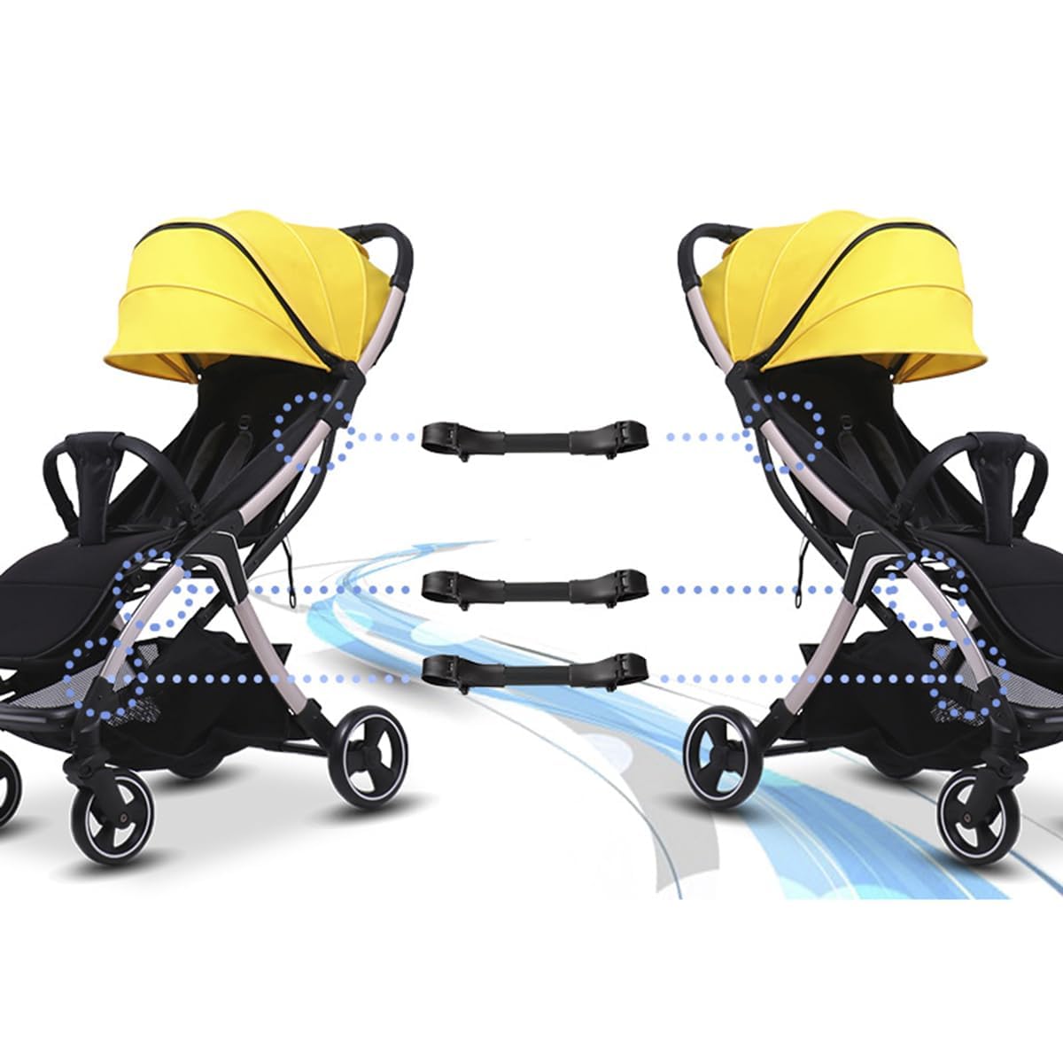 LimCryspp Conector Universal para Cochecitos Gemelares - Adaptador Práctico para Carriolas Dobles, Accesorio Esencial para Padres de Gemelos. Compatible con la Mayoría de Marcas, Fácil Instalación y Diseño Resistente (negro)