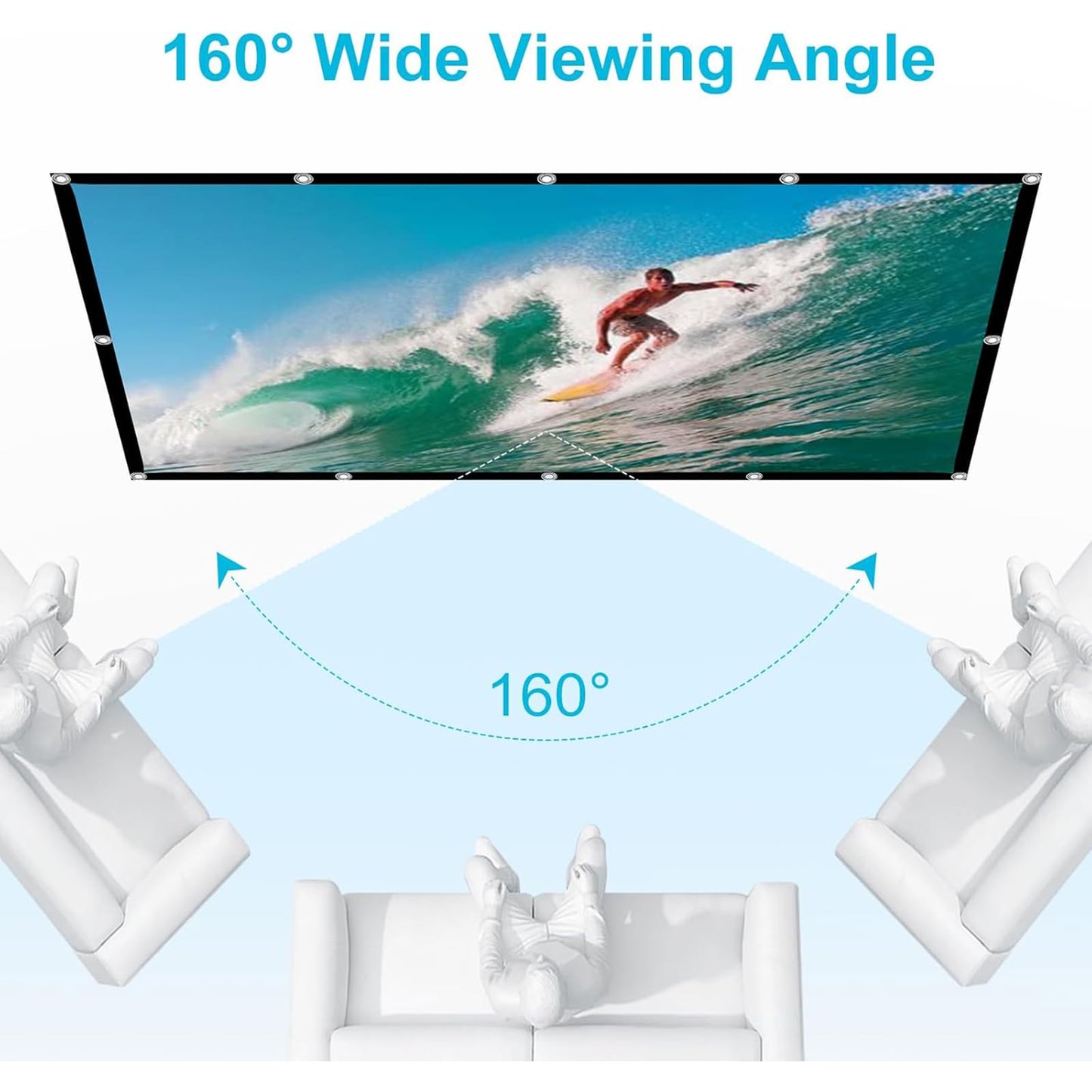 visualización de proyección trasera holográfica para exteriores de 100 pulgadas: 4K para interiores y exteriores 16:9 plegable en el aula 16:9, se utiliza para proyectar películas de Navidad, videos