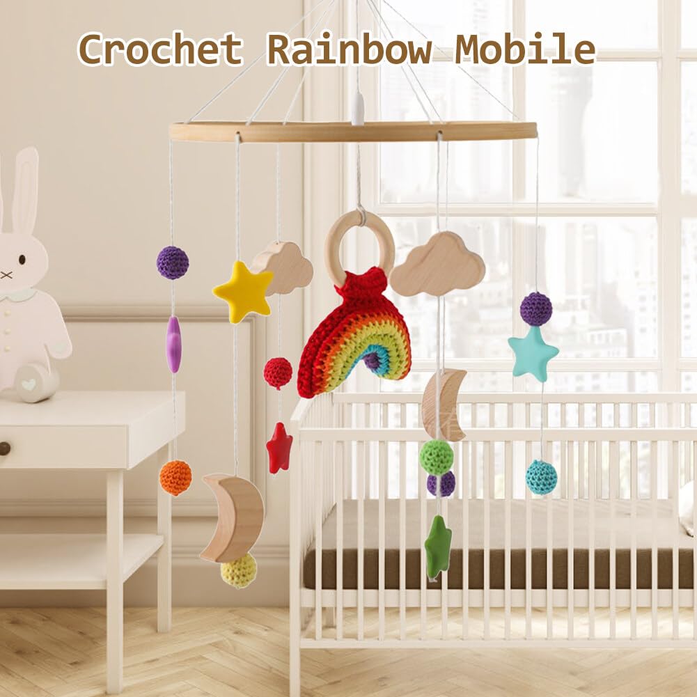 Decoración de guardería para cuna, móvil de bebé para cuna, diseño de cohete de ganchillo, decoración de guardería, móvil para moisés, colgante para guardería y decoración de techo