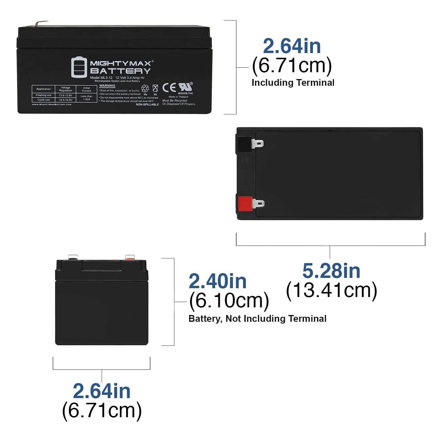 Batería SLA 3 AH Volt 12 Mighty Max Battery ML3 Producto