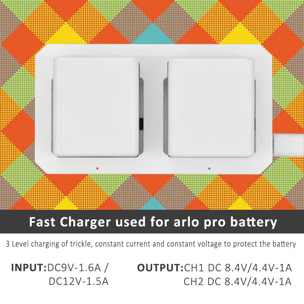 GoHonor Charging Station Compatible Arlo Charger for Arlo Rechargable Batteries for Arlo Pro & Arlo Pro 2 & Arlo Go & Arlo Security Light VMA4410 Fireproof Material Adapter Pass FCC & UL Certified