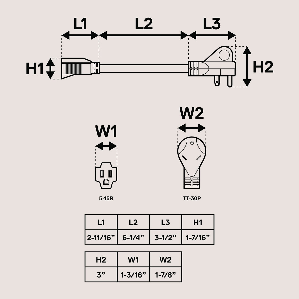 Adaptador de Corriente True MODS RV 125V Enchufe Conector 15A a 30A
