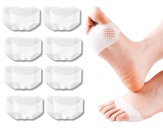 LUISAS 8 Pares de Plantillas Amortiguadoras, Plantillas Metatarsales de Silicona para el Antepié, Aliviar el dolor de pies en hombres y mujeres, Antideslizante y reutilizable (Adecuado para varios zapatos)