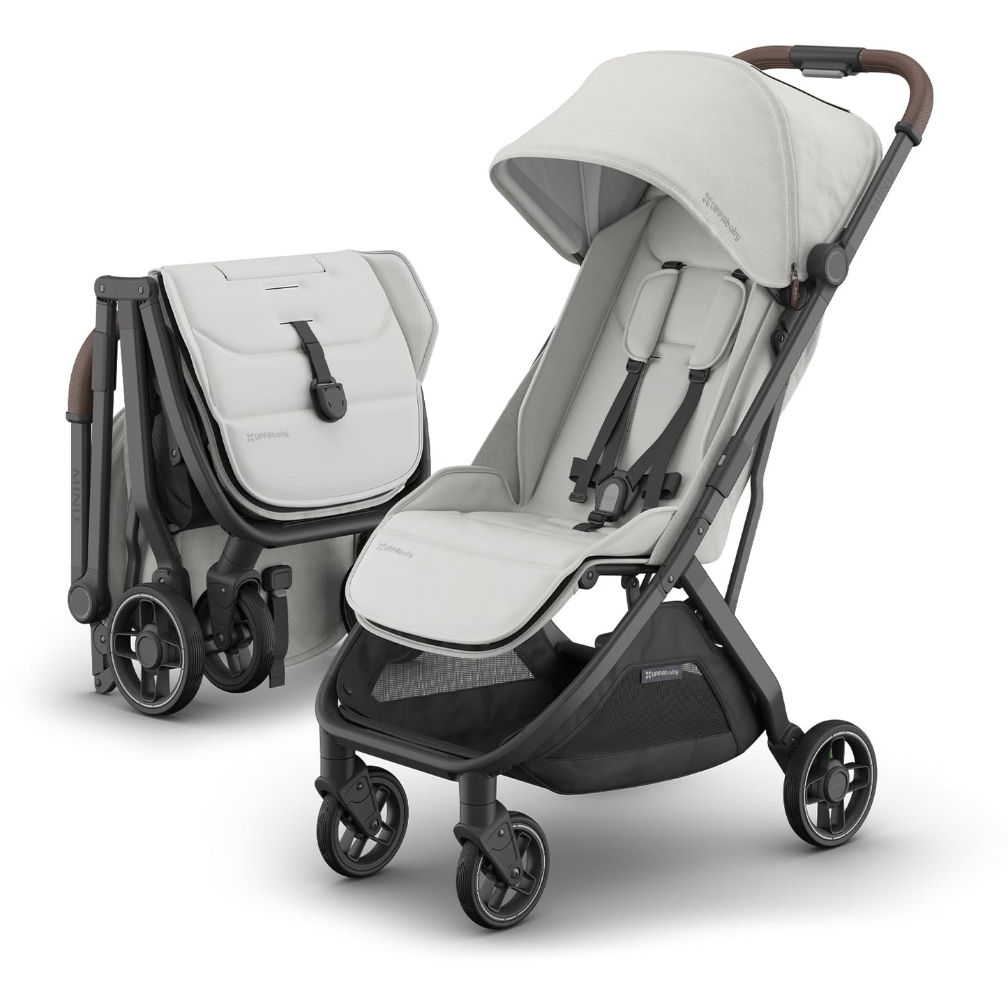 Carriola de Viaje UPPAbaby Minu V3 Savannah Gris Perla Diseño Ligero Compacto Plegado con una Sola Mano Desde el Nacimiento