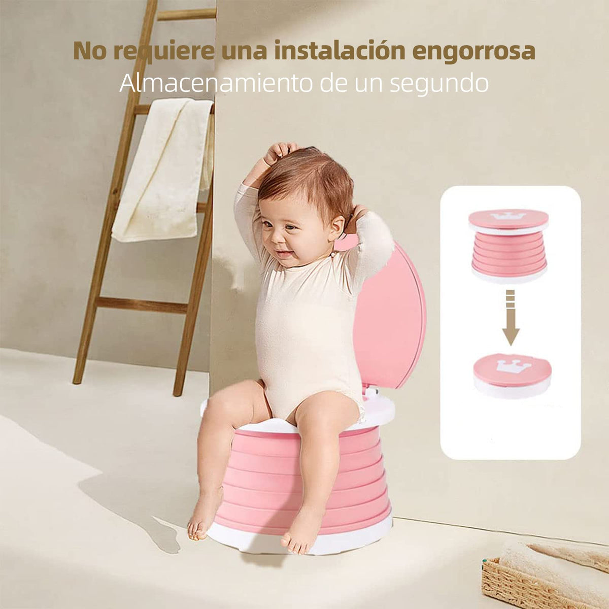 Peiono Baño Portátil para Niños, Orinal de Viaje Plegable para Ninos(rojo)