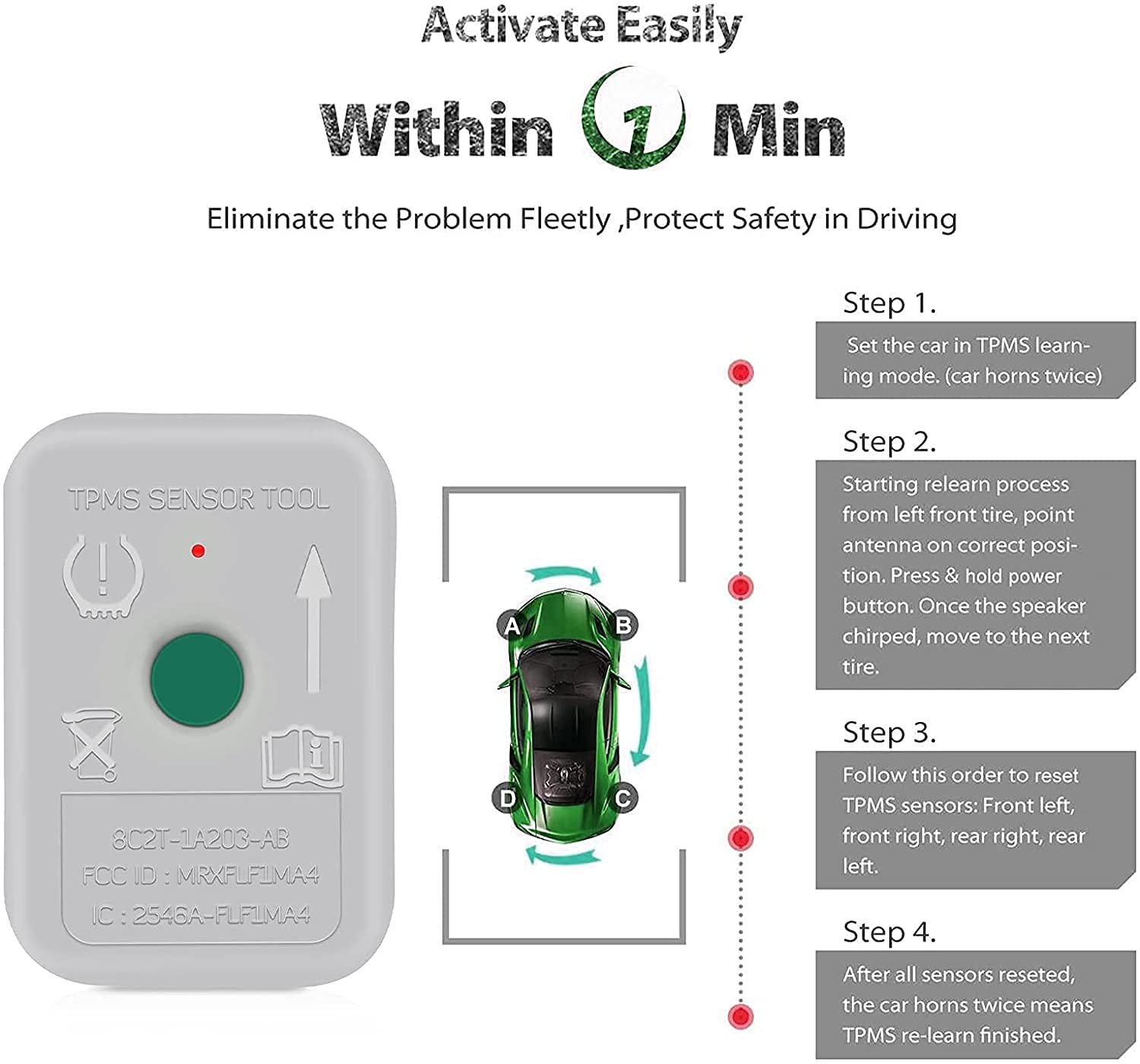 JDIAG TPMS Herramienta de sensor TPMS, herramienta de reinicio TPMS para F150 Auto TPMS Reinicio Sensor Programación Herramientas de entrenamiento Sistema de monitoreo de presión de neumáticos