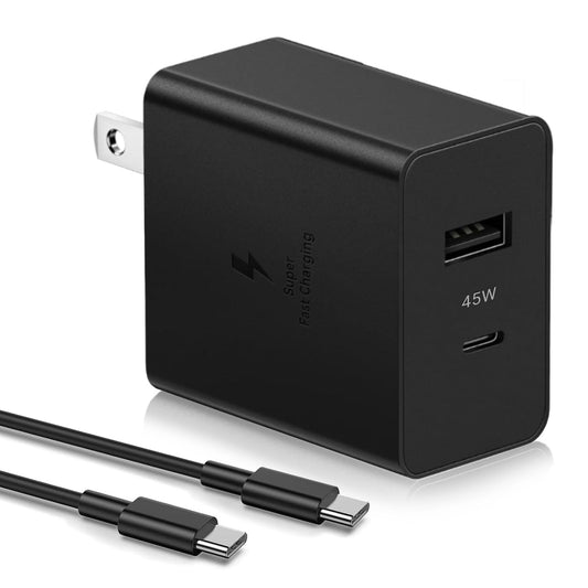 Cargador 45w Carga Rápida, para Samsung Galaxy S23/S24, PD 2 Puertos, USB C+USB A con 1.8M Cable USB c Carga rapida,Cargador Carga rapida