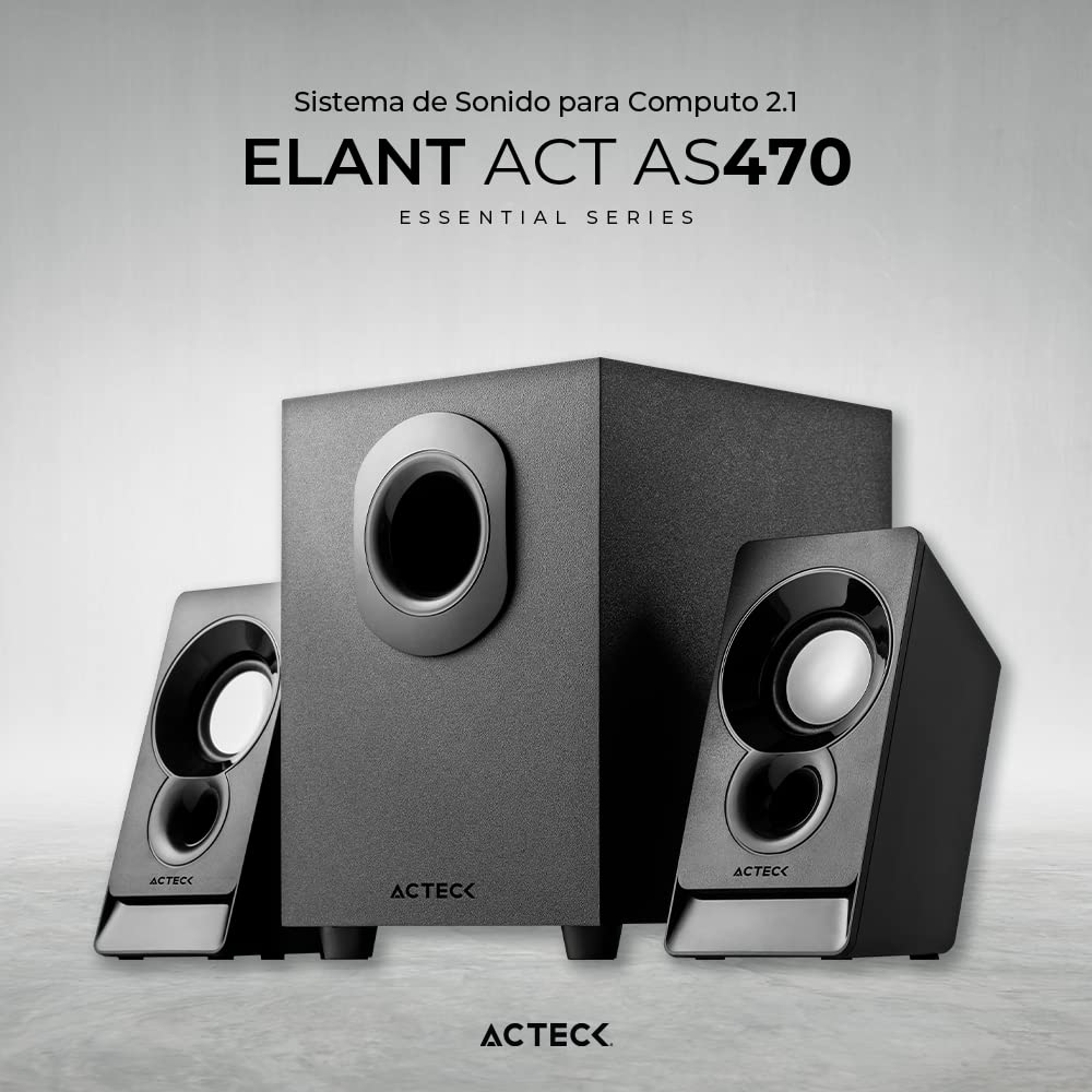 Acteck Sistema de Sonido Elant Act AS470 2.1 Ch + Subwoofer Alambrico Negro Advanced Series