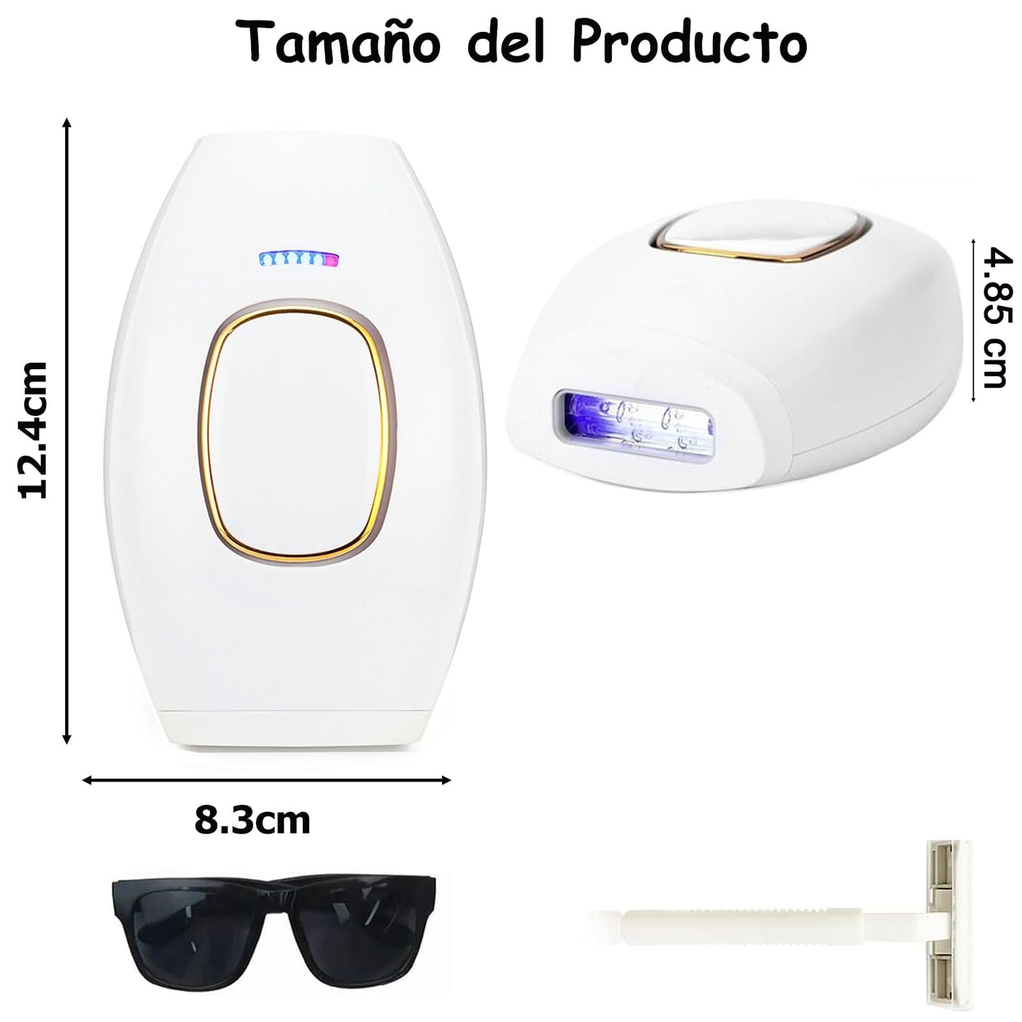 IPL Depiladora de Luz Pulsada - Mini Sistema de Depilación, Flashes Depilación Láser para Mujeres, Depiladora Portátil sin Dolor para Cuerpo, Axilas, Piernas, Línea de Bikini (Blanco)
