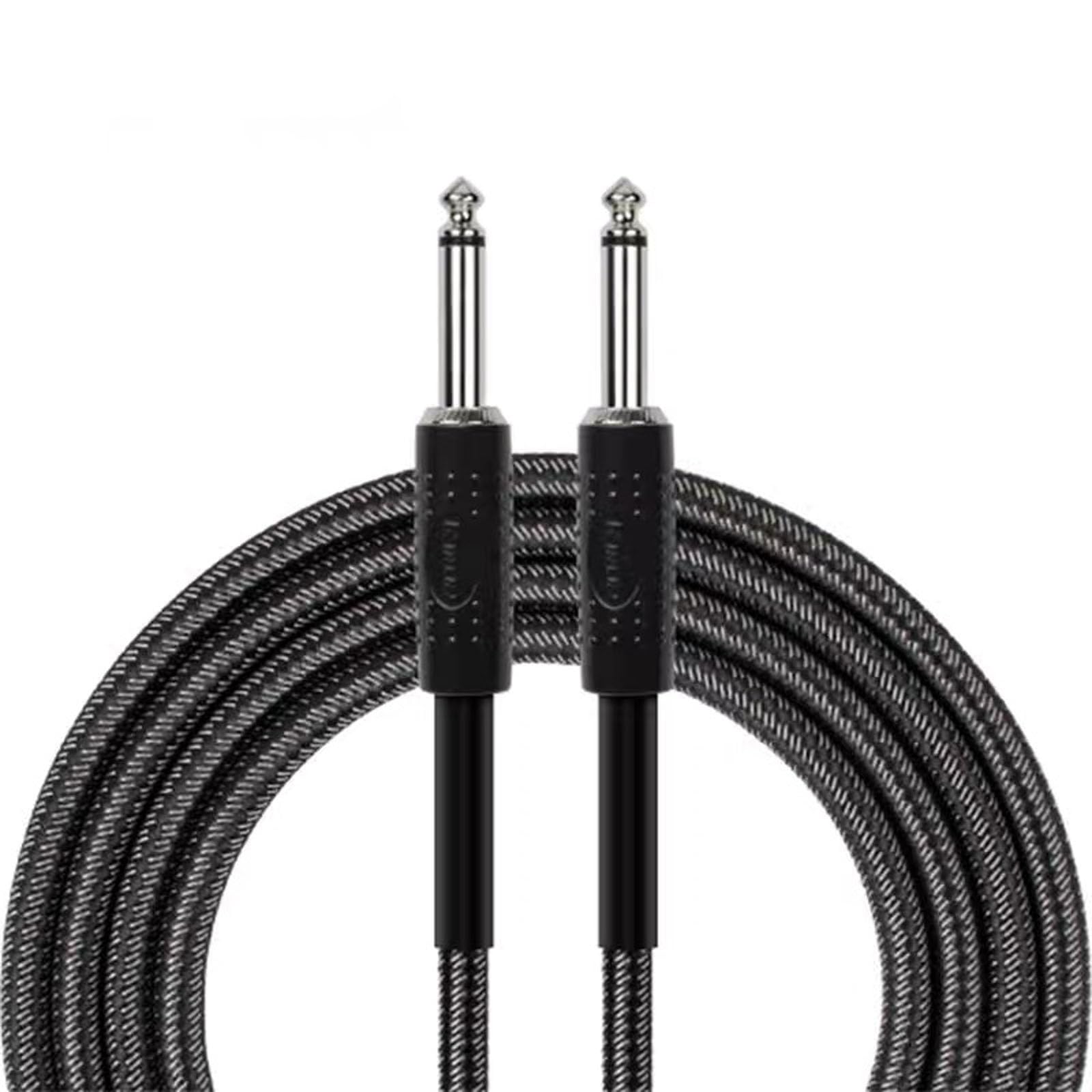 Cable Mono Jack 6.35 mm Premium, Carcasa de Aleación de Zinc Negro, Trenzado de Nailon Resistente a Interferencias para Guitarra Eléctrica, Bajo, Teclado, Mezclador, Altavoz (6M)