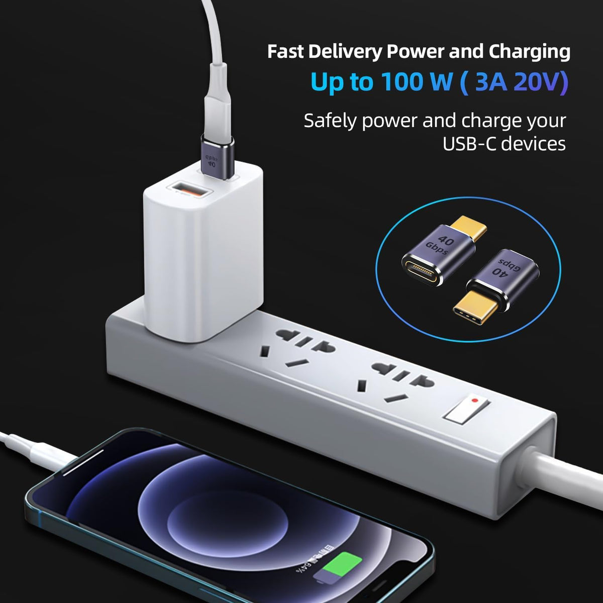 Adaptador Extensor USB C GHQXZT 40 Gbps 8K 60 Hz PD 100 W para MacBook Pro y más