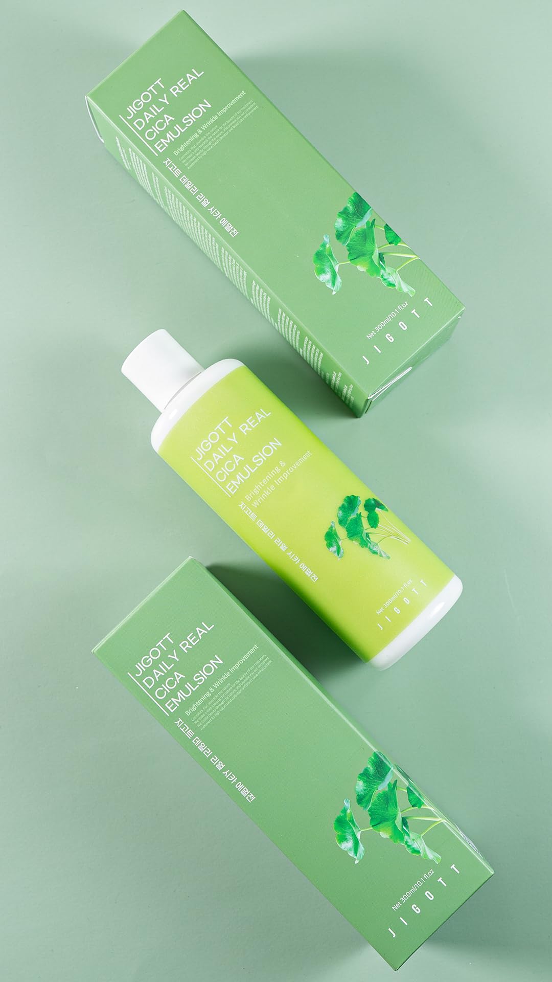 JIGOTT Emulsión hidratante de uso diario con extracto de cica, niacinamida, adenosina que protege, calma e hidrata la piel, contiene 300 ml. 10.1 fl oz, extracto de centella asiática, cosméticos coreanos