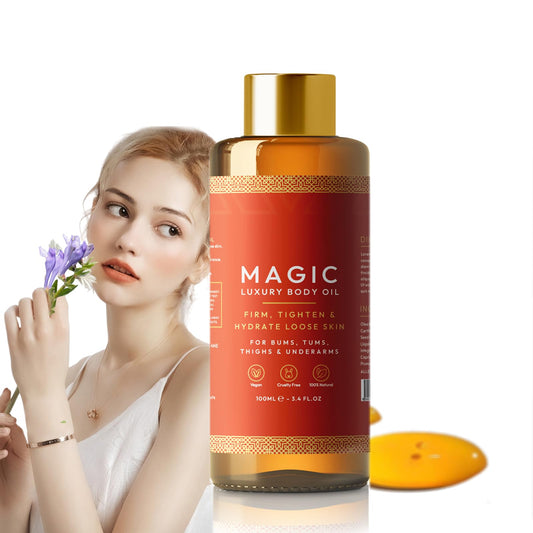 Besque Magic Body Oil - 100ml, Besque Firming Oil, Besque Magic Luxury Body Oil Moisturizer, Multi-Purpose Body Oil for Arms, Chest, Thighs and Tums (1)