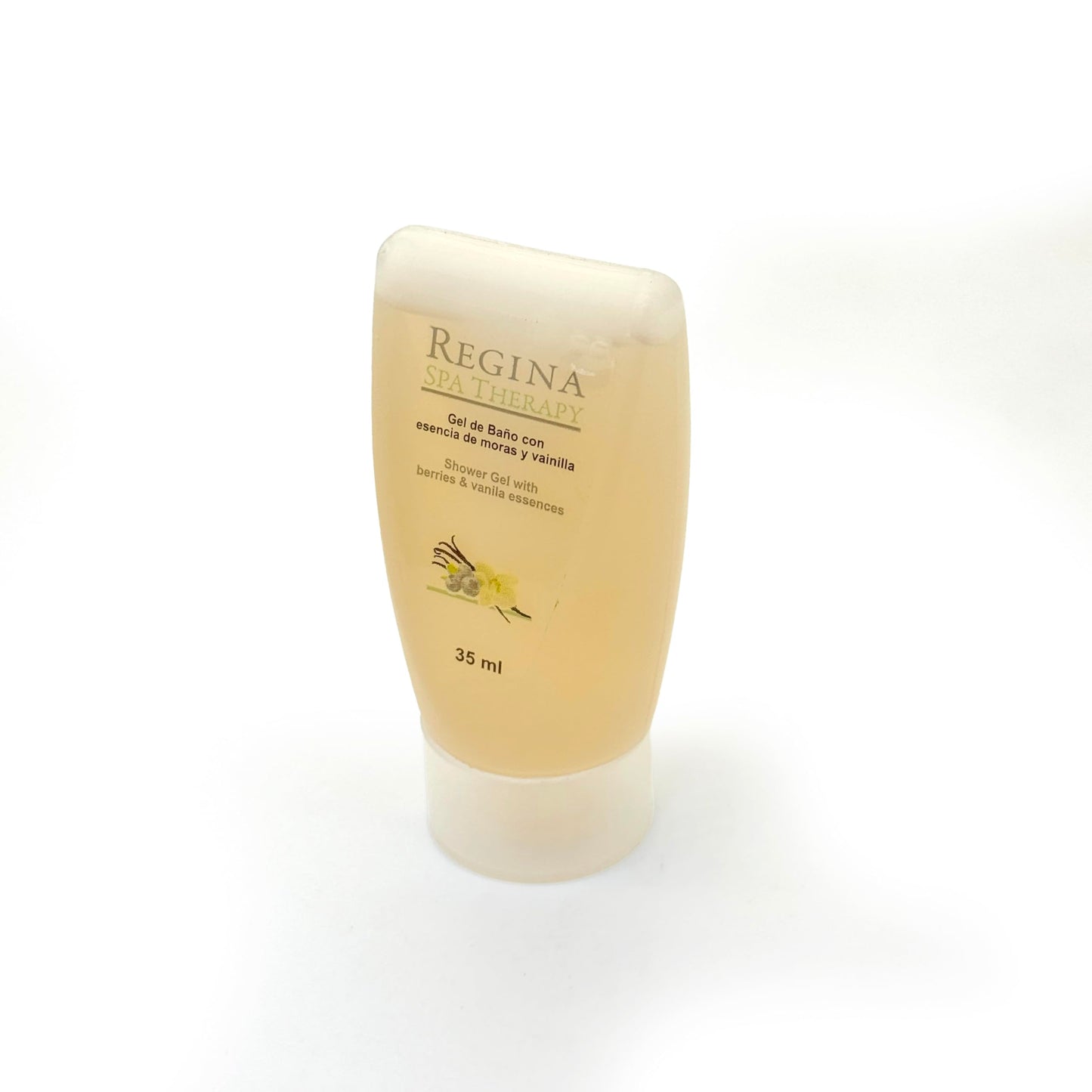 Regina Spa Therapy - Gel De Baño hecho a base de esencias de Moras y Vainilla/Baño relajante /. Caja con 250 unidades de 35 ml. Amenidades Hoteleras.
