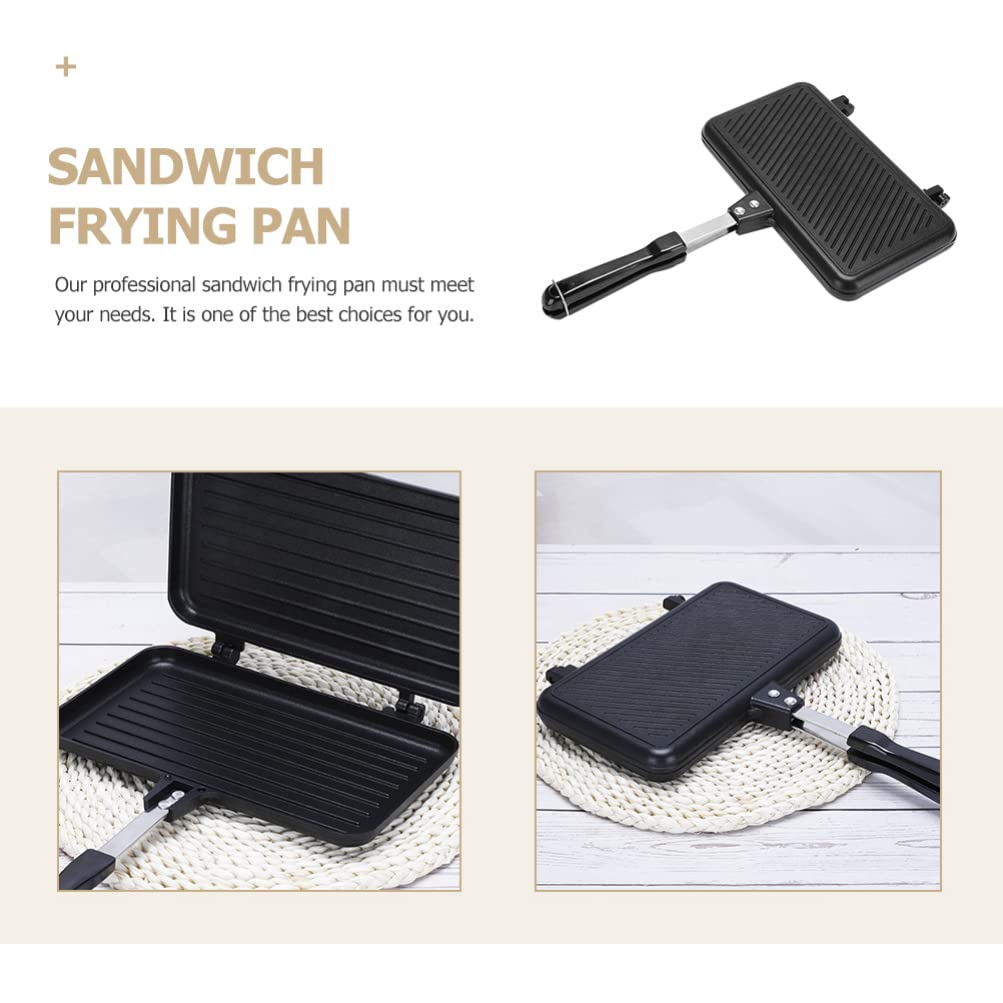 Hemoton Sartén para hornear sándwich de aluminio antiadherente para tortillas de doble cara, sartén para sándwiches, sartén para desayuno y cocina