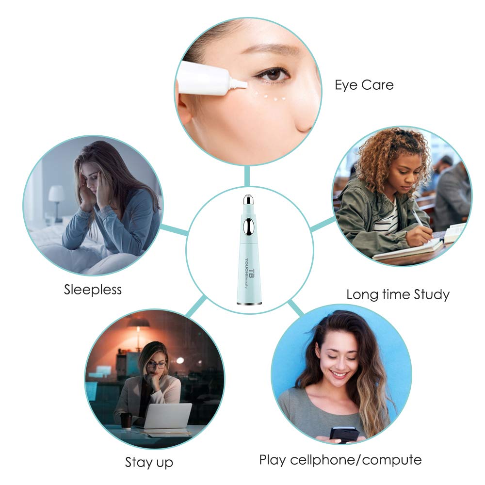 TOUCHBeauty Sonic Eye Massager with Soft Facial Cleansing Brush Eyes & Face Skin Care Device Relieves Dark Circles and Puffiness 1581