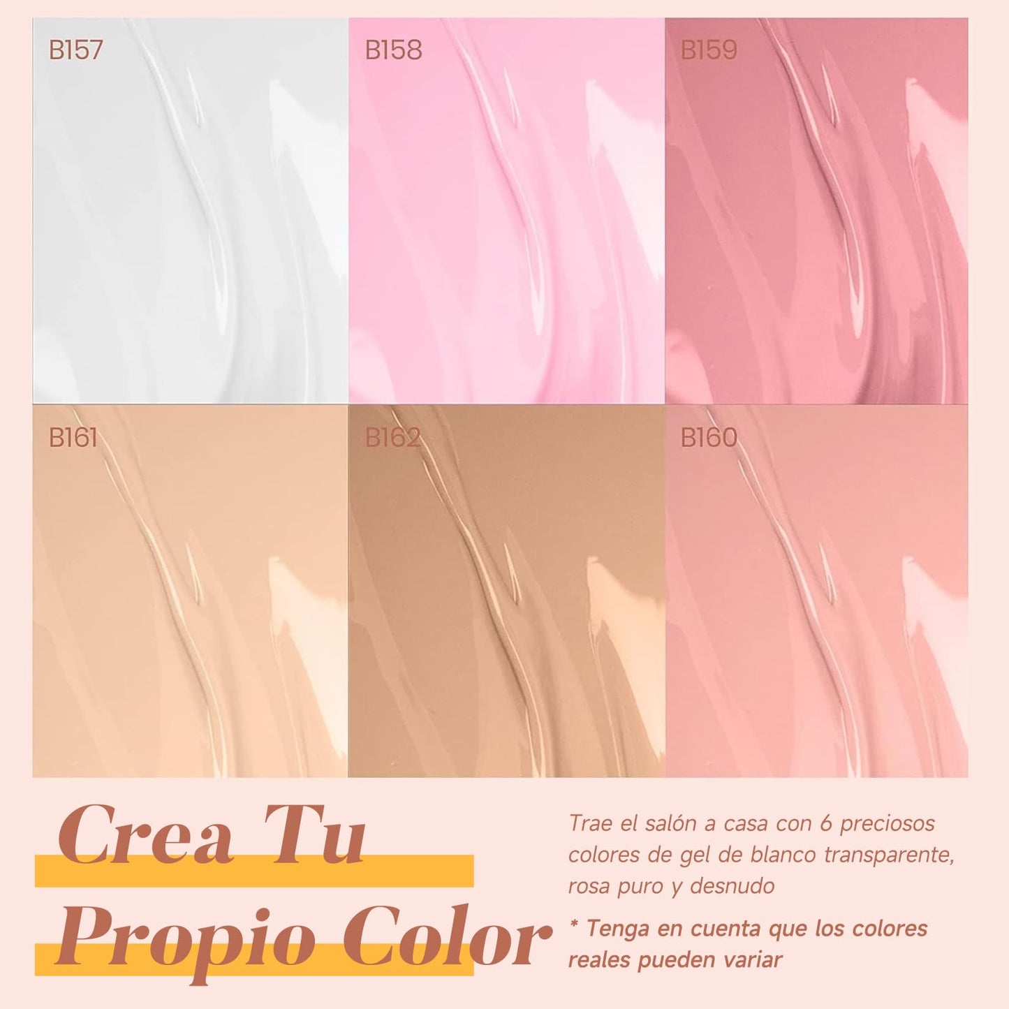 SADOWAY Set de Esmalte de Gel 6 Colores Nude: Tonos Piel Rosa y Marrón, Fórmula sin Toxinas – Larga Duración 21 Días, Acabado Brillante – Fácil de Aplicar en Casa – Regalo Ideal para Mujer