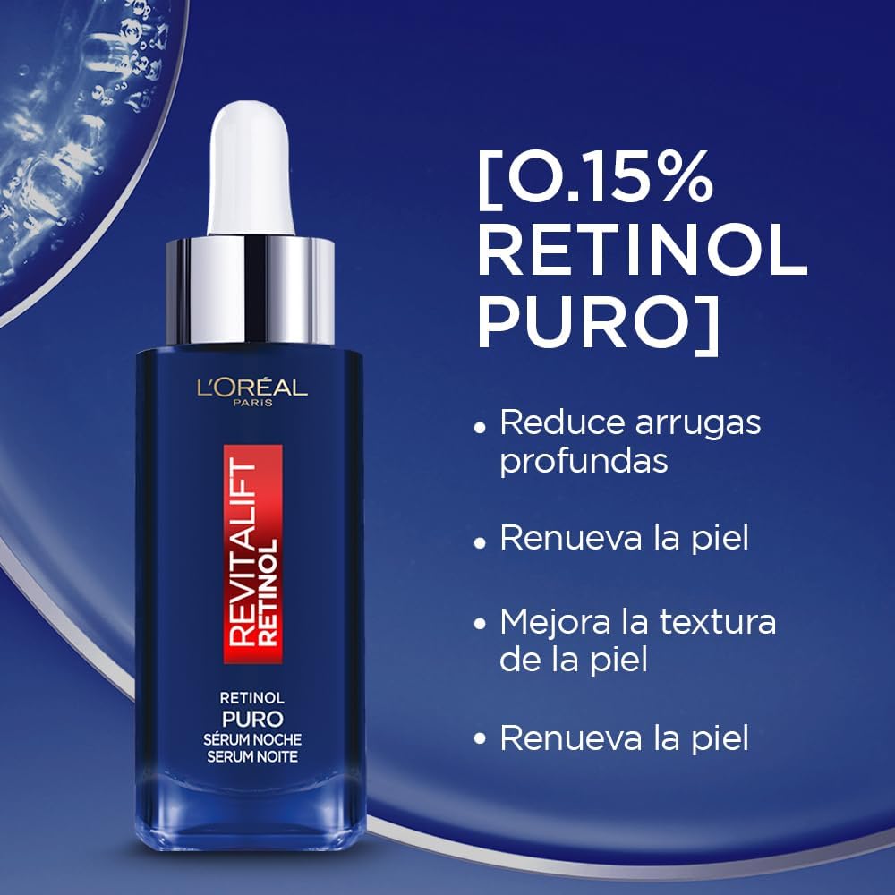 L'Oreal Paris Kit Rutina Completa, Serum Facial Anti Arrugas Revitalif Retinol Puro 30ml + Revitalif Pro-Retinol Crema de Día FPS17, 50ml + Revitalift Pro Retinol Gel de limpieza Facial, 150ml