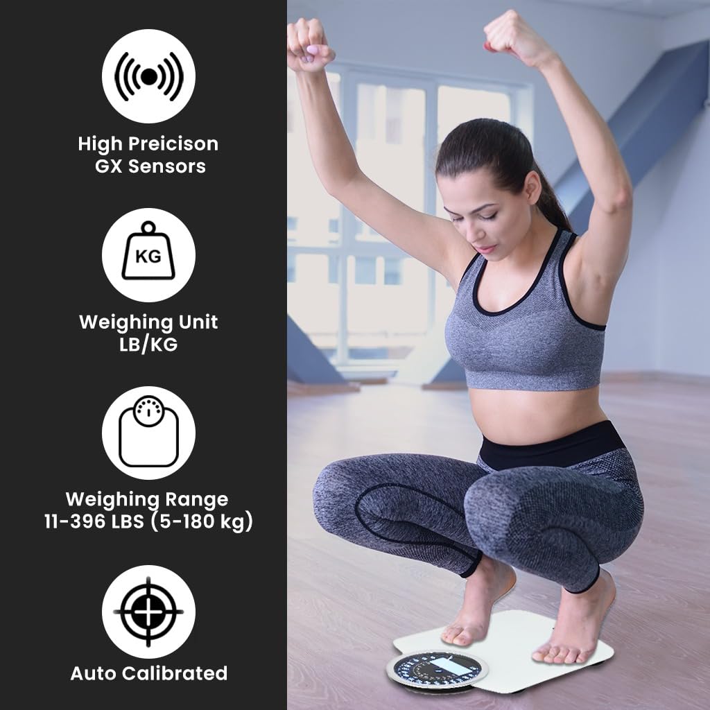 Báscula Digital y Analógica EILISON Roja y Blanca con Vidrio Templado y Pantalla Grande