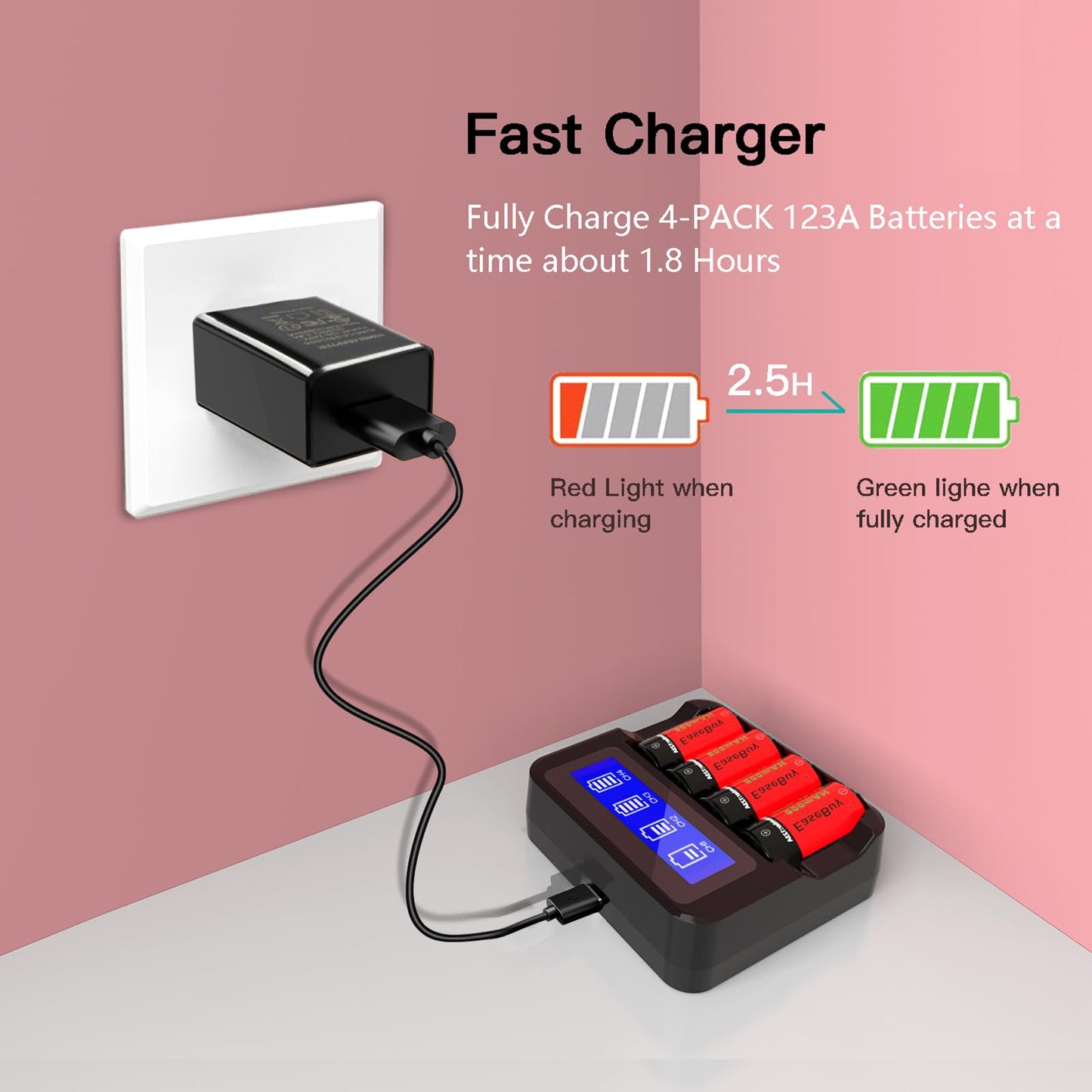 Baterías Recargables EaseBuy 3,7 V con Cargador para Cámaras Arlo y Linterna