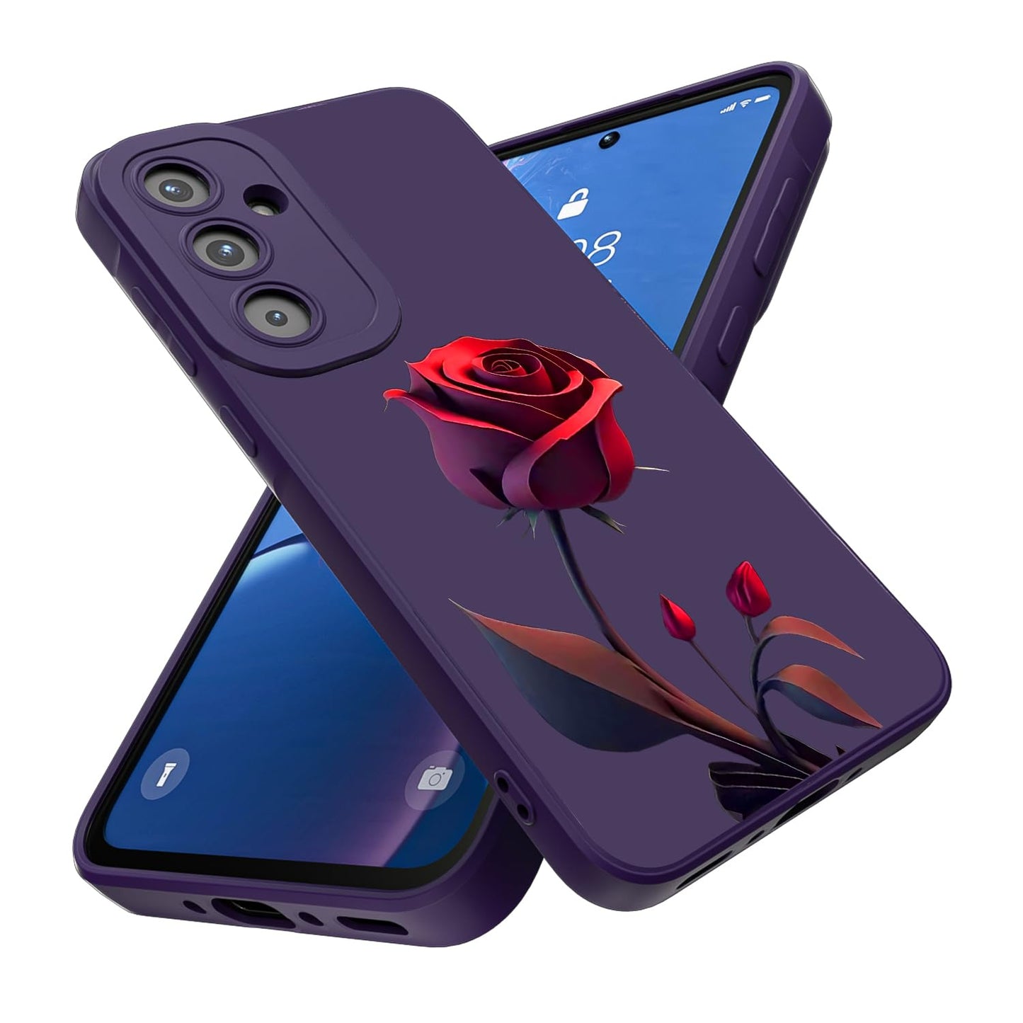 Threehao Funda para Samsung Galaxy A35 Case Uso Rudo, Ultra Delgado Flexible Silicona Púrpura Carcasa con Aesthetic Dibujos Flores, Antigolpes Anti-arañazos Protectora
