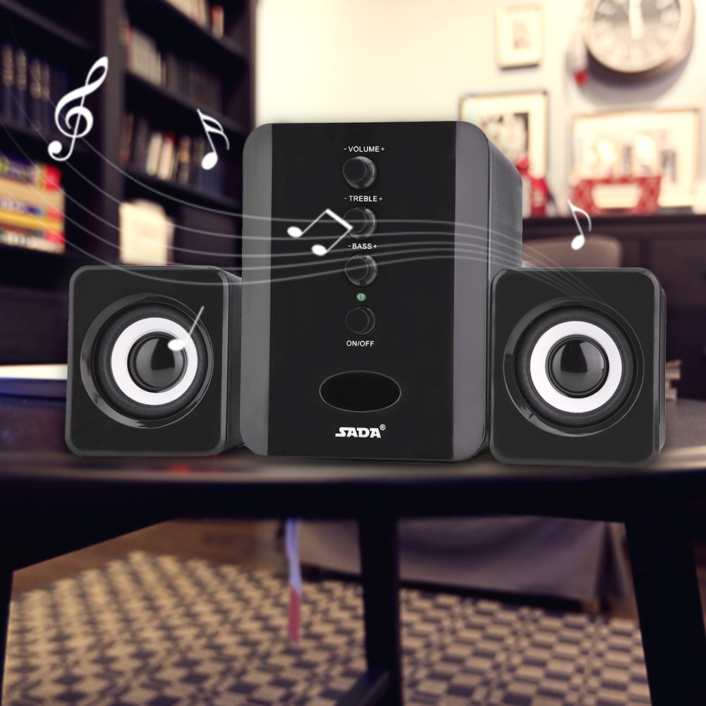 Mini subwoofer de Ajuste Independiente de Agudos y Graves de 3 vatios, Altavoz de Graves Trasero de 3 Pulgadas DV 5V y Altavoz con Cable USB 5V, Tablet PC para teléfono(Black)