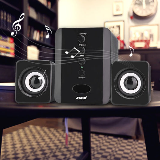 Altavoz Subwoofer Mini USB 5V Negro con Ajuste Independiente de Agudos y Graves para Tablet y Teléfono
