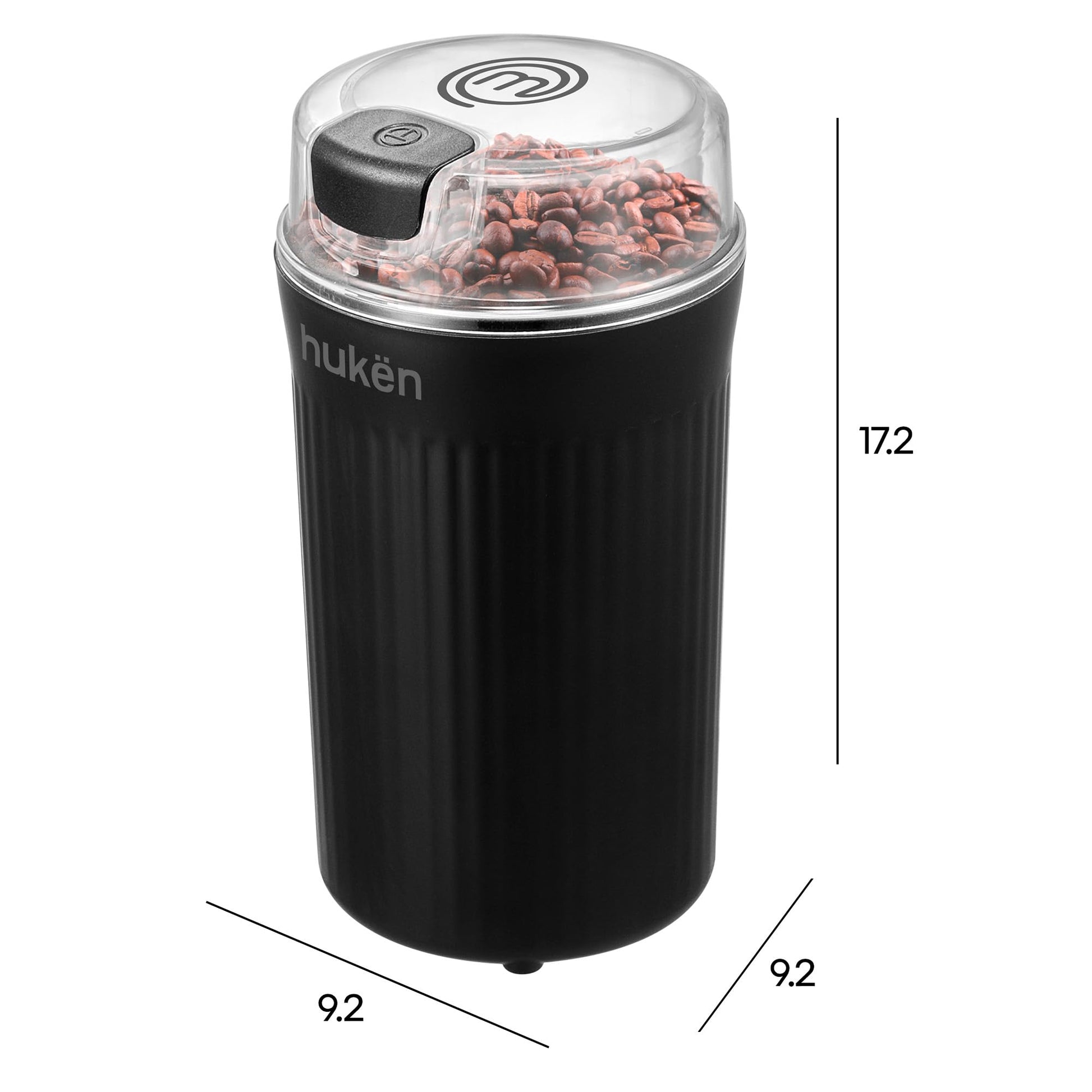 Hukën x MasterChef | Molino Eléctrico de Café y Especias | Negro Matte | Molido Preciso | Aspas de Acero Inoxidable | Capacidad 60 g | Potencia Duradera