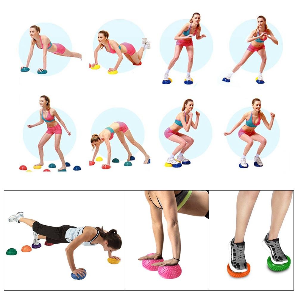 Disco De Equilibrio Meia Bola,Balancin Terapeutico,Pelota De Yoga De PVC,Medias Inflables De PVC Bolas De Yoga Punto De Masaje Fitball Ejercicios Entrenador Fitness Balance Ball(Púrpura)