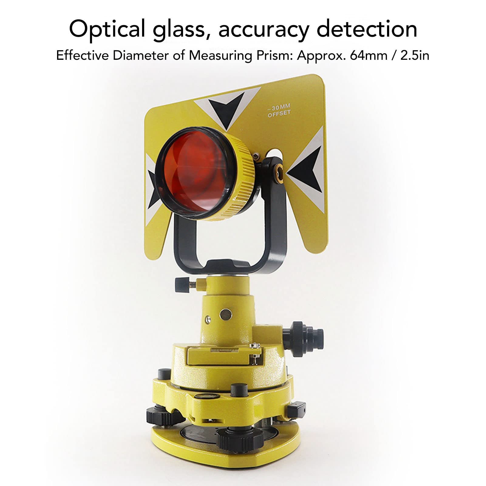 GYZOUKA Prisma de Topografía Estaciones Totales de Vidrio óptico Amarillo Topografía Equipo de Topografía Terrestre con Bolsa de Almacenamiento para Hembra de 5/8 Pulgadas X 11