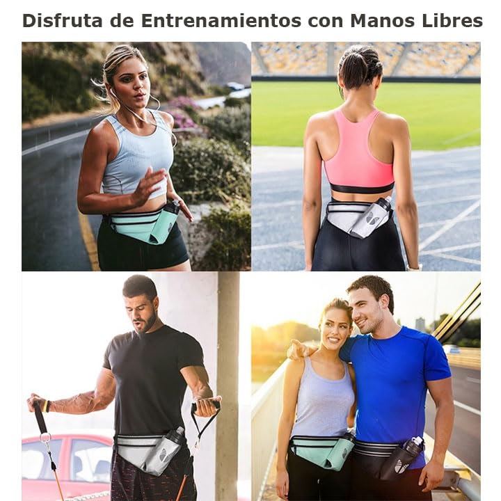 Cinturón de Hidratación MOSU Verde con Soporte para Botella y Correa Ajustable para Correr para Mujeres y Hombres