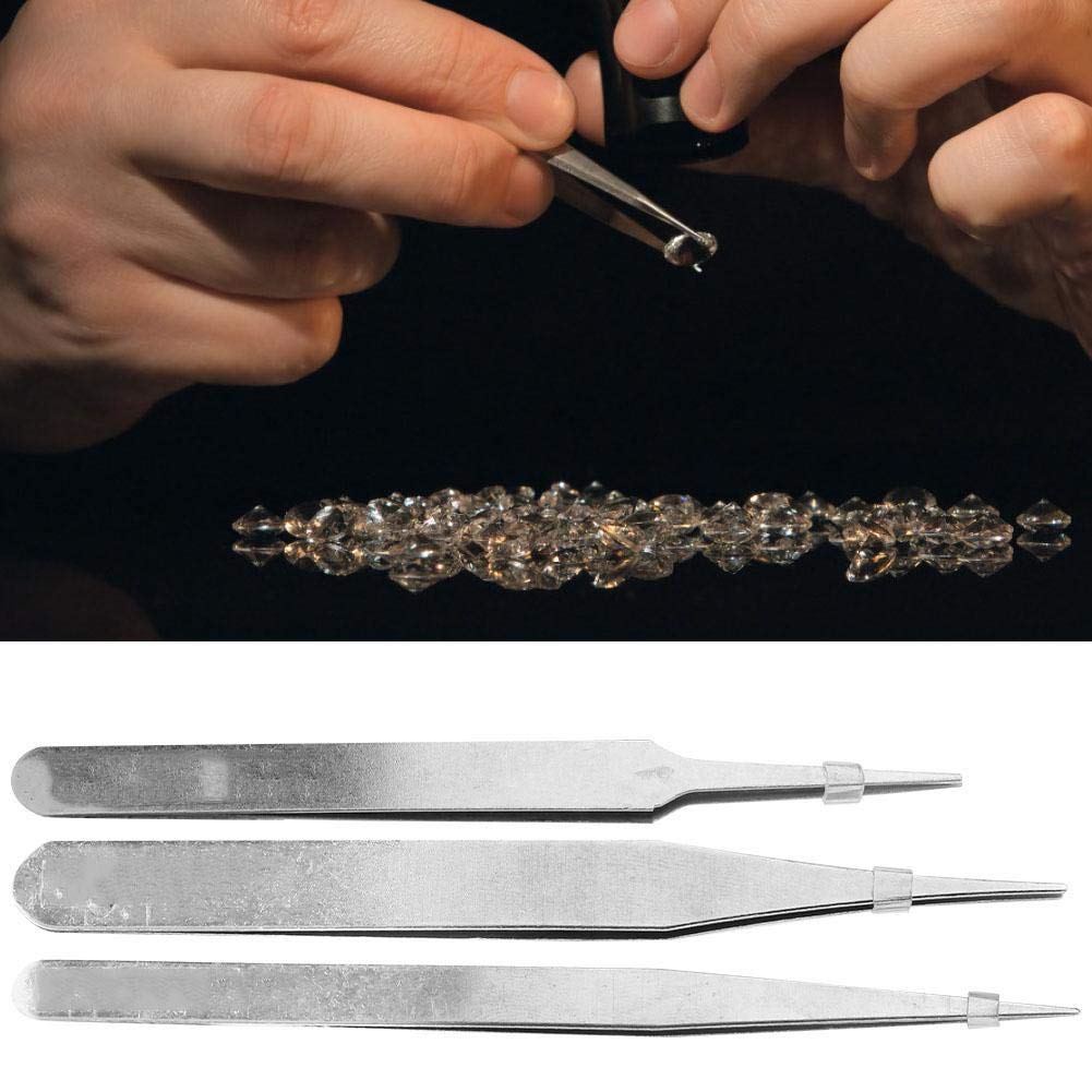 Juego de Pinzas de Acero Inoxidable Pinzas de Precisión Antiestáticas para Joyería y Electrónica