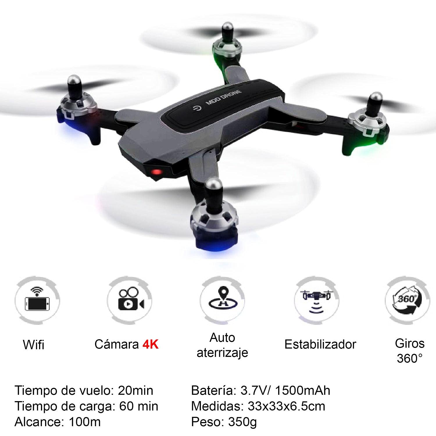 Drone VAK 1811 Camara 4K Wifi control App 4 ejes alcance 100m estabilizador