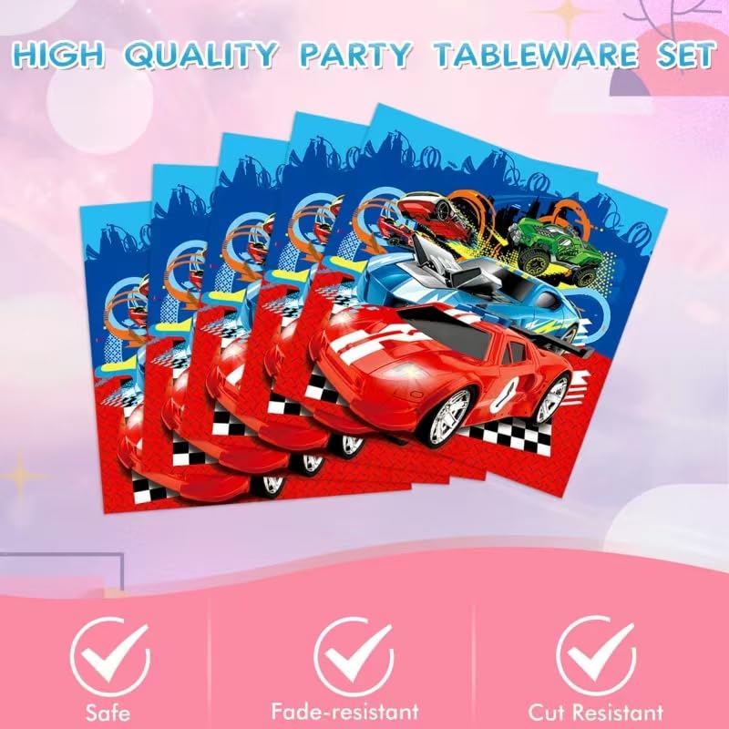 Suministros de Fiesta de Cumpleaños para Niños Temática de Coches Vajilla Desechable 41 Piezas