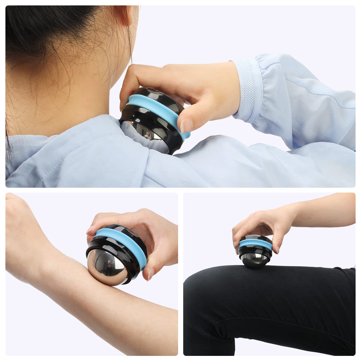 Rodillo de masaje en frío, alivio de terapia de frío, bola de gel extraíble, alivio del dolor de tejido profundo, gran herramienta para dolor de espalda/cuello, recuperación de músculos e inflamación (negro)