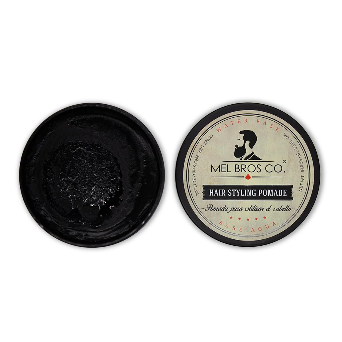 MEL BROS CO. - Hair Styling Pomade - Pomada para estilizar el Cabello. Base Agua. (32 oz / 946.35 ml, Media Fijación)