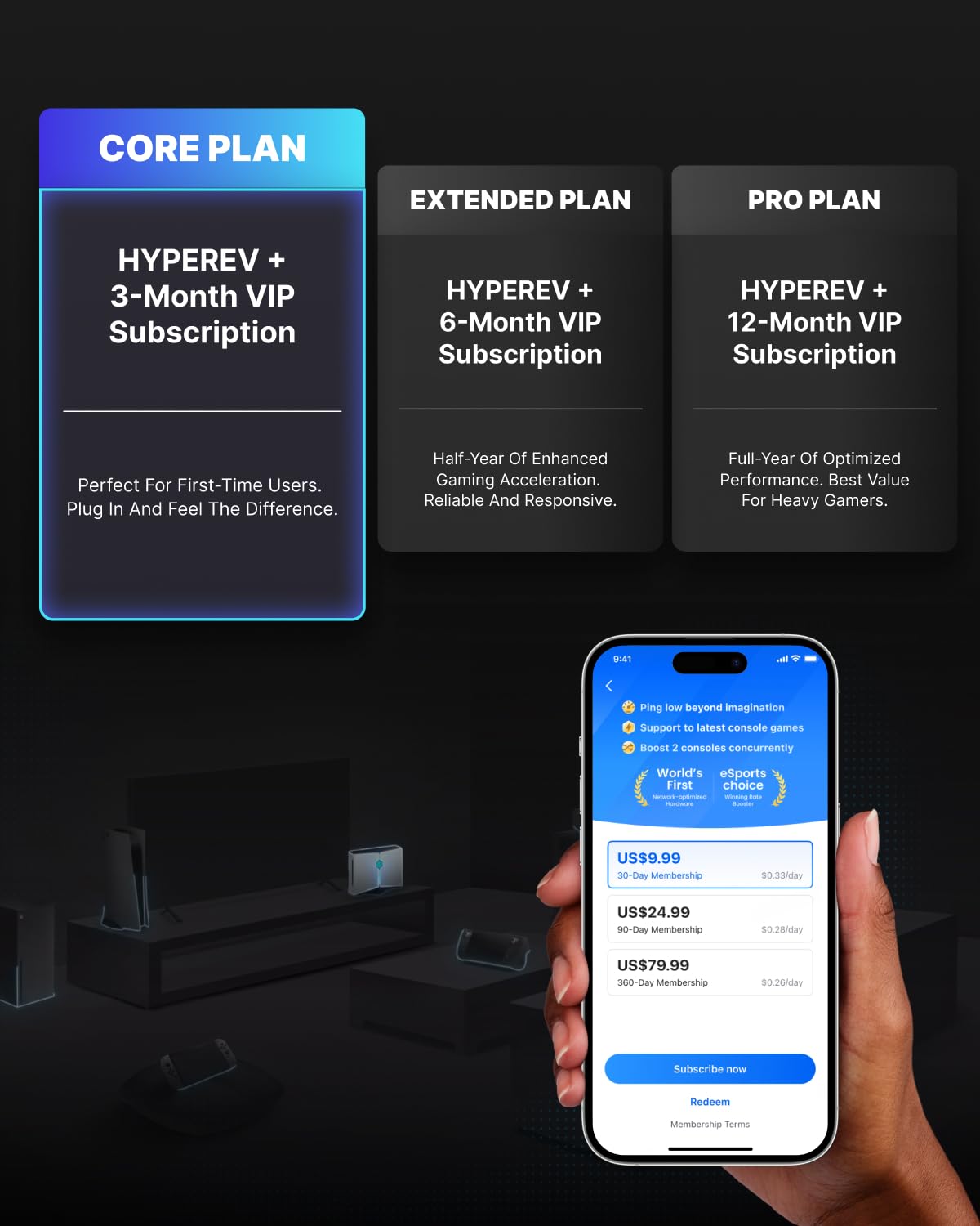 HYPEREV WiFi 6 Enrutador para acelerar Juegos de PC, PS5, PS4, Xbox, Switch, etc. | Incluye GearUP Booster por 90 días | 2402 Mbps, 5 GHz y 2,4 GHz | WiFi y Ethernet